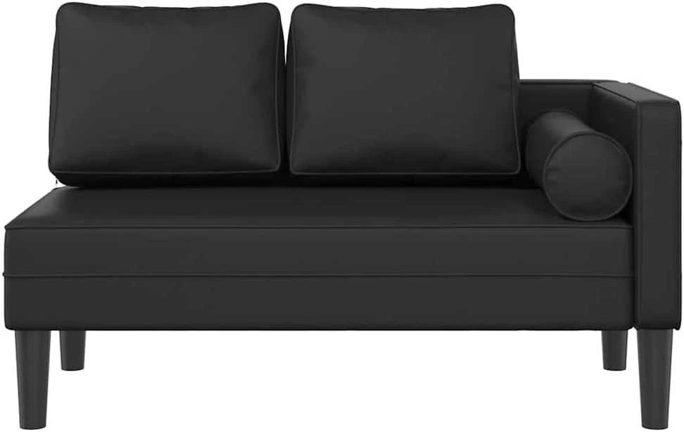 Poilsio sofa su pagalvėmis, juoda, dirbtinė oda
