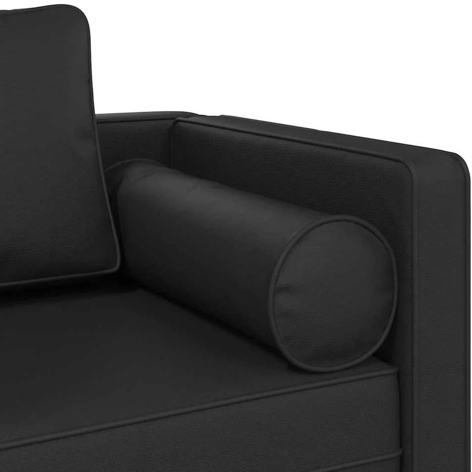Poilsio sofa su pagalvėmis, juoda, dirbtinė oda