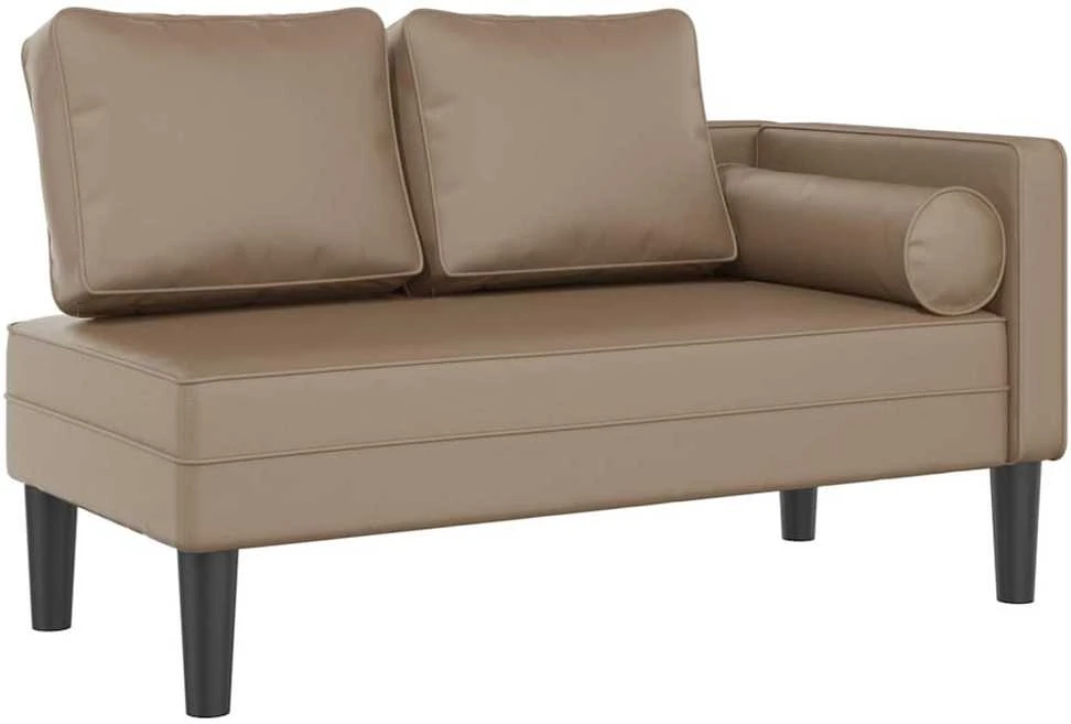 Poilsio sofa su pagalvėmis, kapučino, dirbtinė oda