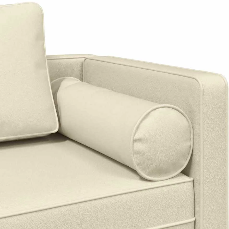 Poilsio sofa su pagalvėmis, kreminė, dirbtinė oda
