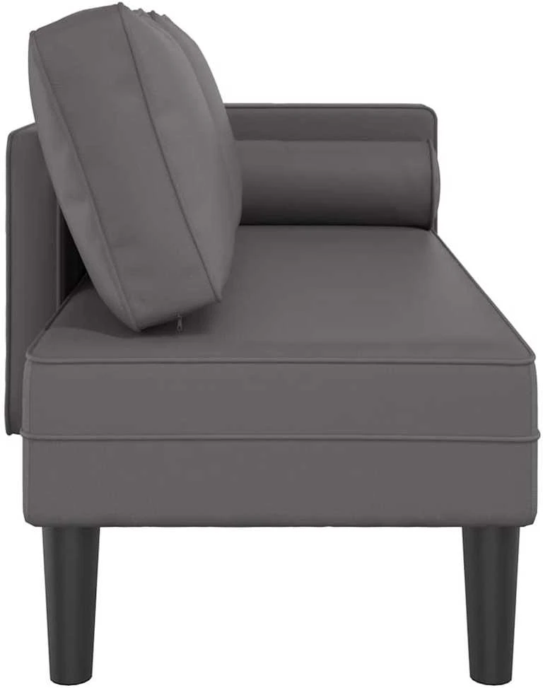 Poilsio sofa su pagalvėmis, pilka, dirbtinė oda