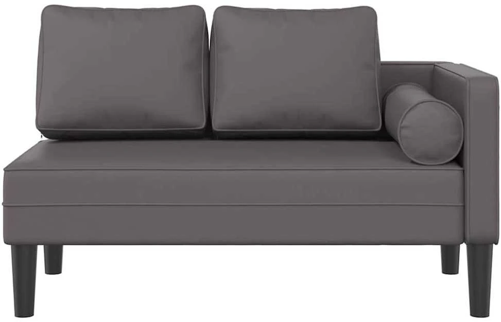Poilsio sofa su pagalvėmis, pilka, dirbtinė oda