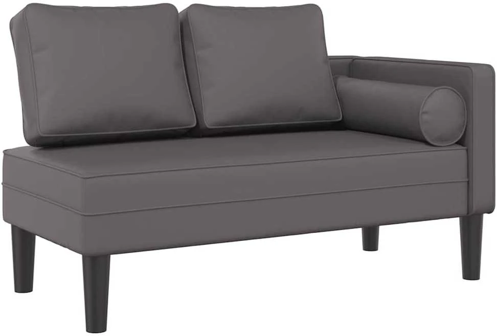 Poilsio sofa su pagalvėmis, pilka, dirbtinė oda