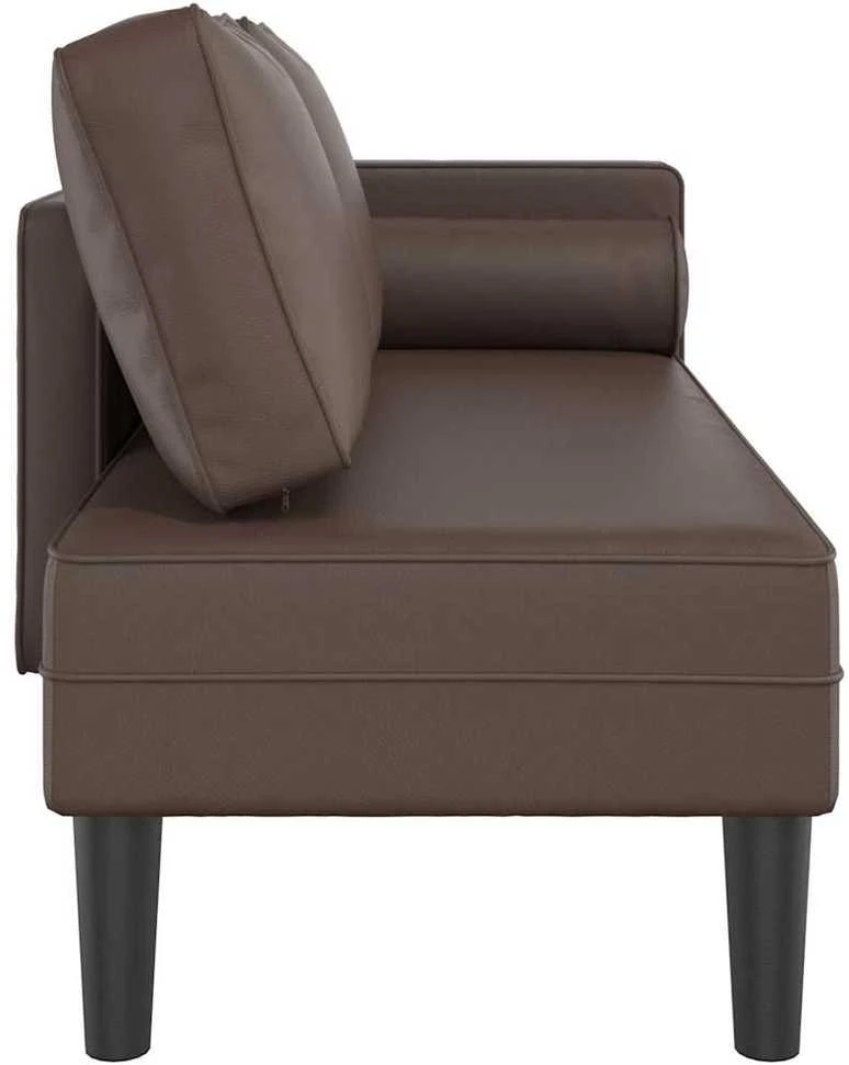 Poilsio sofa su pagalvėmis, ruda, dirbtinė oda