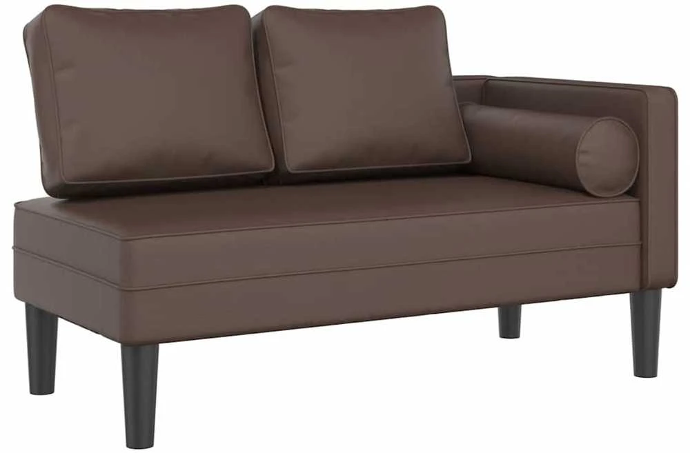 Poilsio sofa su pagalvėmis, ruda, dirbtinė oda