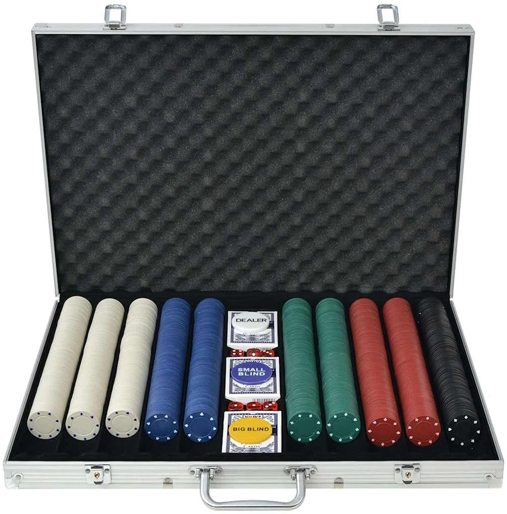 Pokerio rinkinys su 1000 žetonų, aliuminis