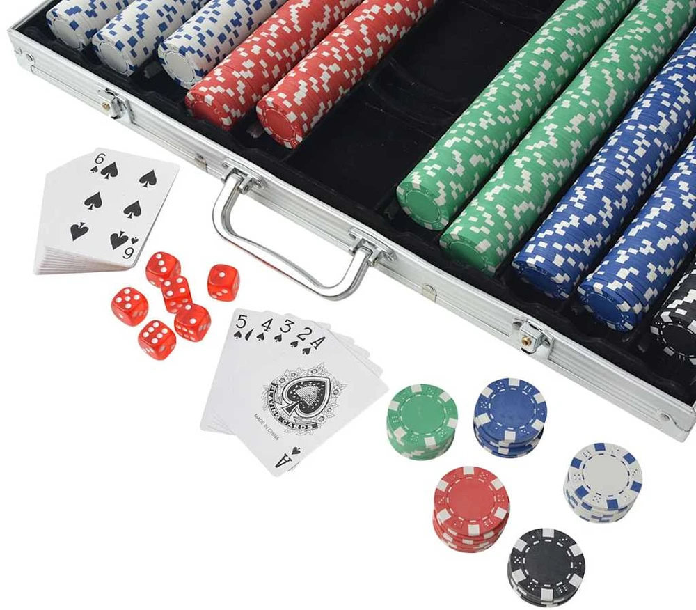 Pokerio rinkinys su 1000 žetonų, aliuminis