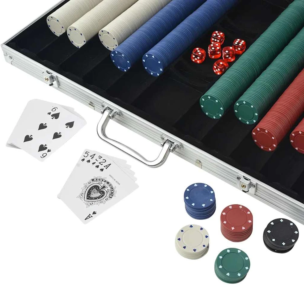 Pokerio rinkinys su 1000 žetonų, aliuminis