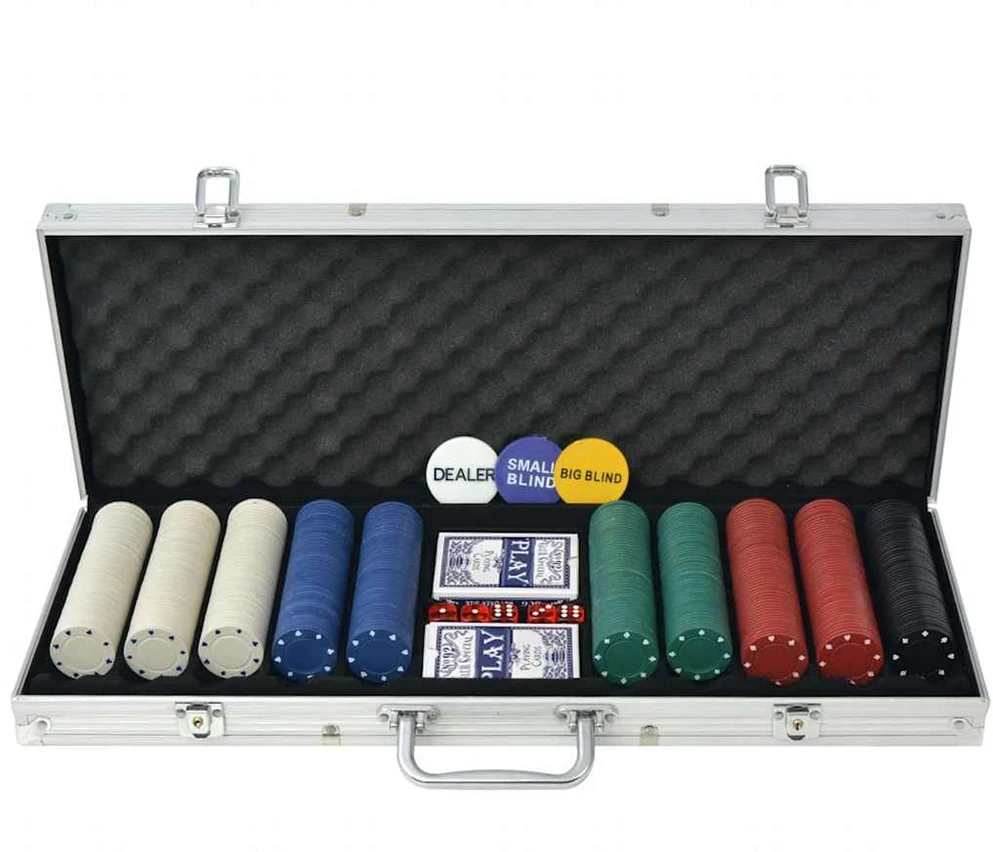 Pokerio rinkinys su 500 žetonų, aliuminis