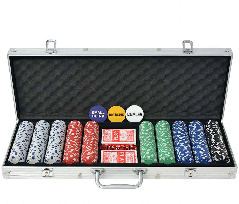 Pokerio rinkinys su 500 žetonų, aliuminis
