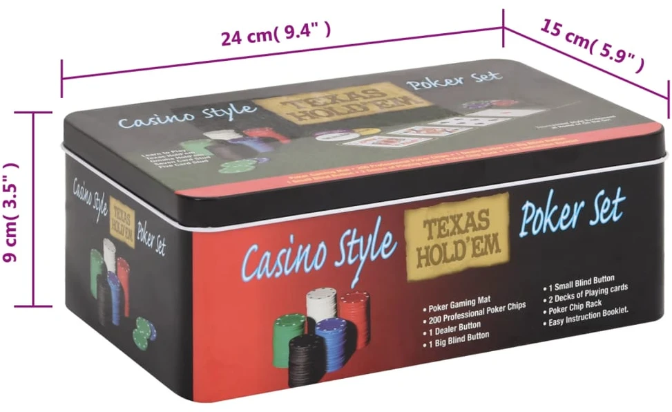 Pokerio žetonų rinkinys, 200vnt., 4g