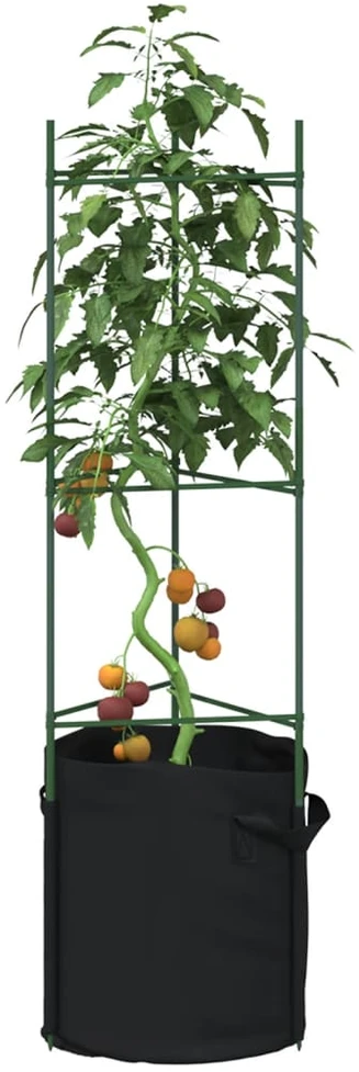 Pomidorų narvai su augalų maišeliais, 4vnt., 116cm, plienas/PP