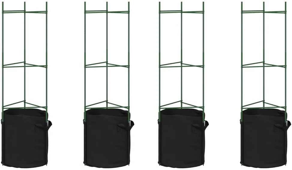 Pomidorų narvai su augalų maišeliais, 4vnt., 116cm, plienas/PP