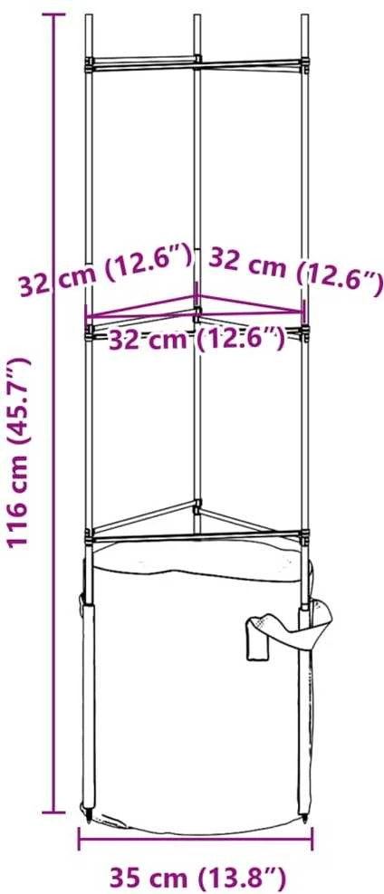 Pomidorų narvai su augalų maišeliais, 6vnt., 116cm, plienas/PP