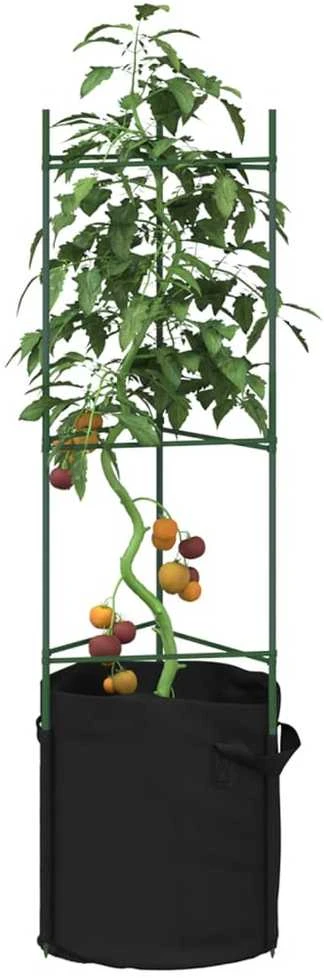 Pomidorų narvai su augalų maišeliais, 6vnt., 116cm, plienas/PP
