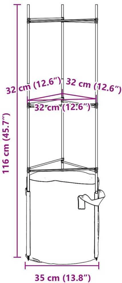 Pomidorų narvai su augalų maišeliais, 6vnt., 116cm, plienas/PP
