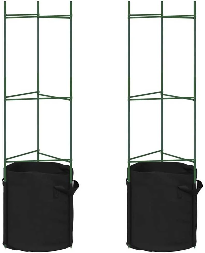 Pomidorų narvas su augalų maišeliu, 2vnt., 116cm, plienas ir PP