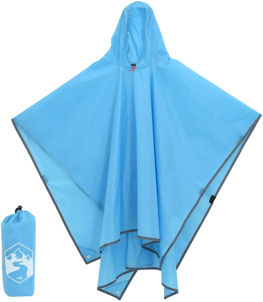 Pončas nuo lietaus su gobtuvu, mėlynas, 223x145cm, 2-1 dizaino
