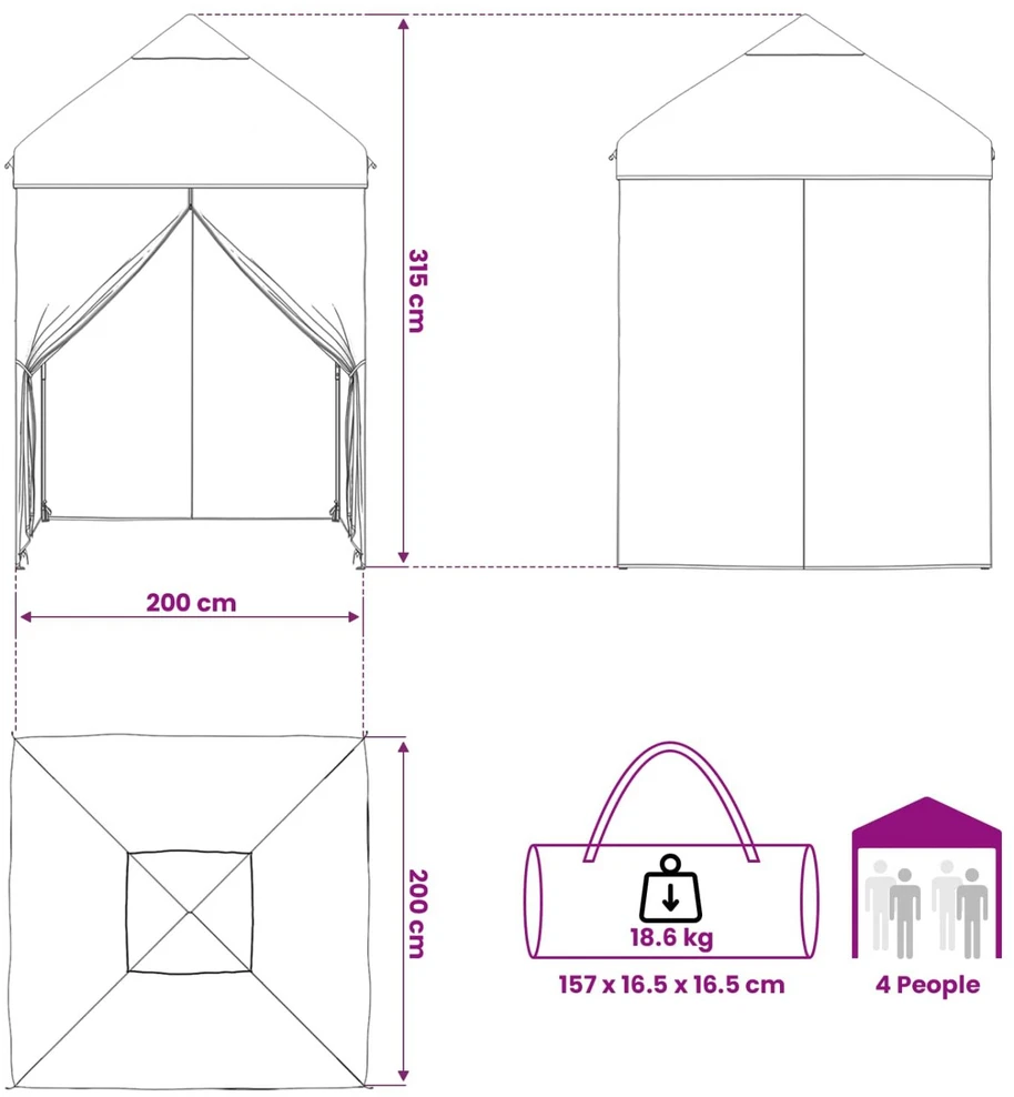 Pop-up Gazebo su 4 Šoninėmis Sienelėmis 2 x 2 m Miško maskuotė