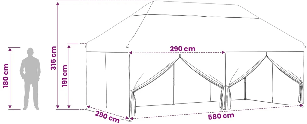 Pop-up Gazebo su 4 Šoninėmis Sienelėmis 3 x 6 m