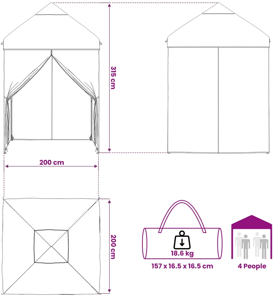 Pop-up Gazebo su 4 Šoninėmis Sienelėmis 2 x 2 m Miško maskuotė