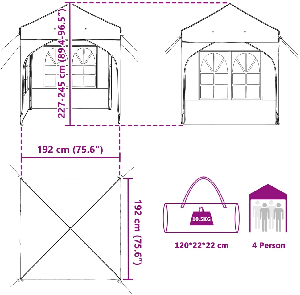 Pop-up šventinis palapinė 192 x 192 x 245 cm Smėlio
