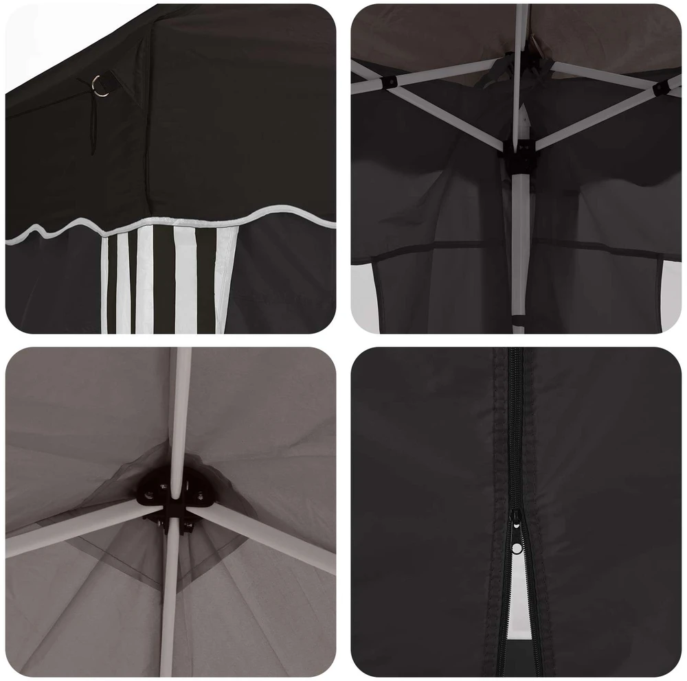 Pop-up šventinis palapinė 195 x 195 x 245 cm Juoda