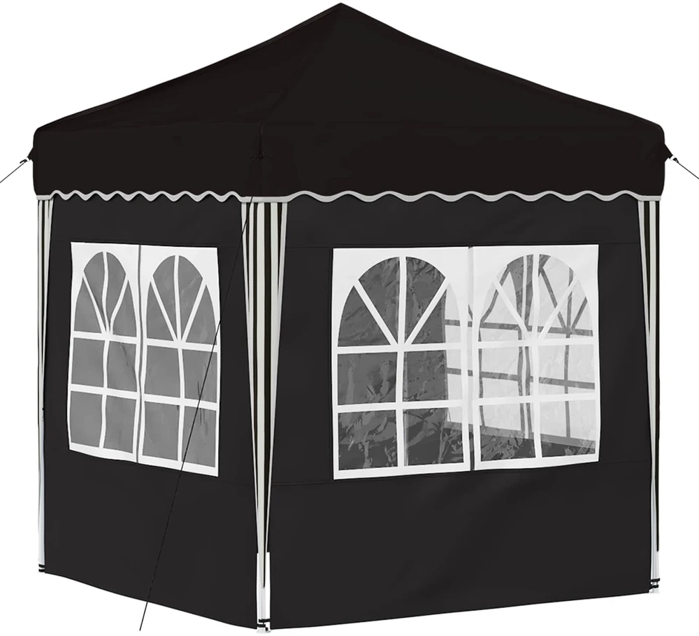 Pop-up šventinis palapinė 195 x 195 x 245 cm Juoda