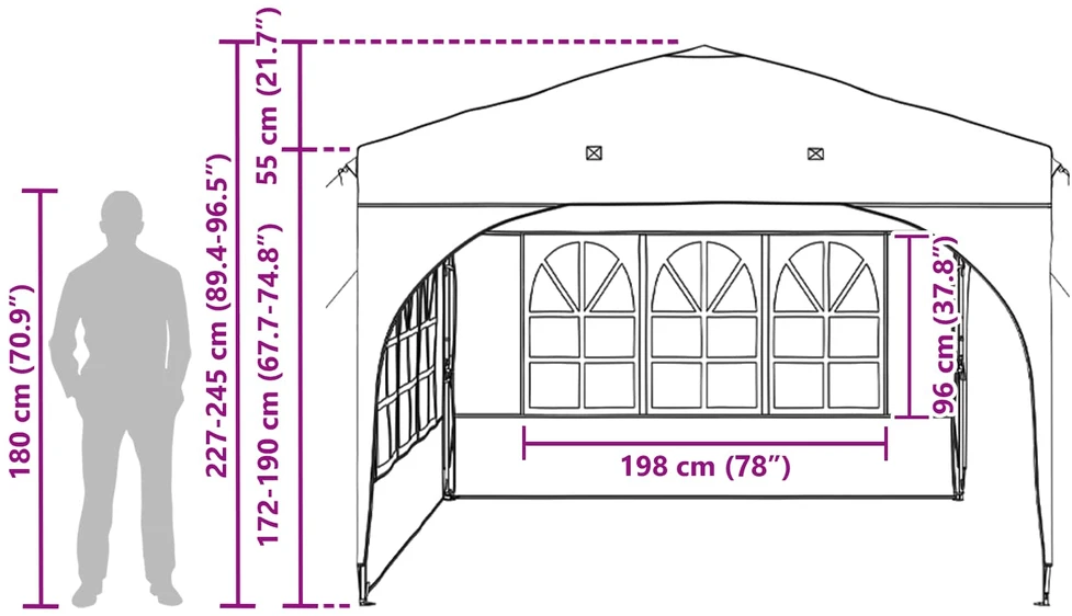 Pop-up šventinis palapinė 290 x 290 x 245 cm Vyšninė