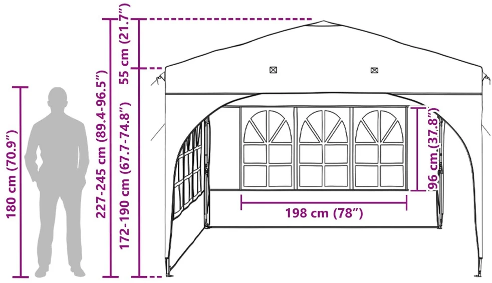 Pop-up šventinis palapinė 290 x 290 x 245 cm Oranžinė