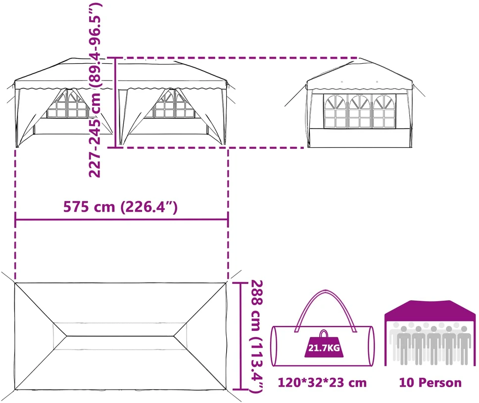 Pop-up šventinis palapinė 575 x 288 x 245 cm Mėlyna