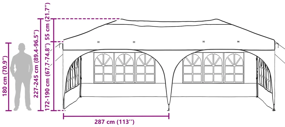 Pop-up šventinis palapinė 575 x 288 x 245 cm Ruda