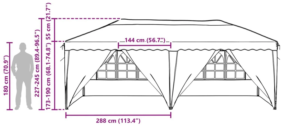 Pop-up šventinis palapinė 575 x 288 x 245 cm Terakotos