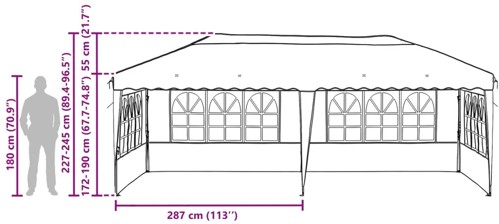 Pop-up šventinis palapinė 575 x 289 x 245 cm Terakotos
