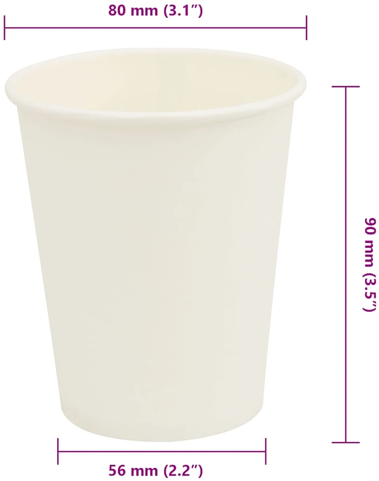 Popieriniai kavos puodeliai 1000 vnt 8oz 200ml Baltas