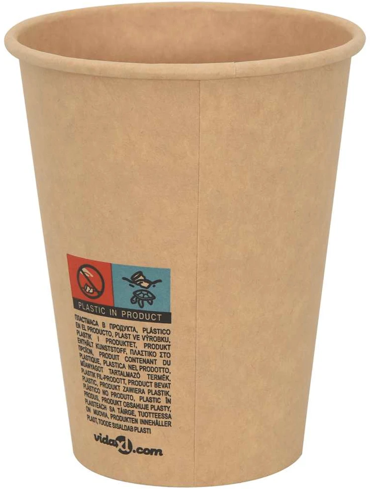 Popieriniai kavos puodeliai, 1000 vnt., 12 uncijų, 300 ml, rudi
