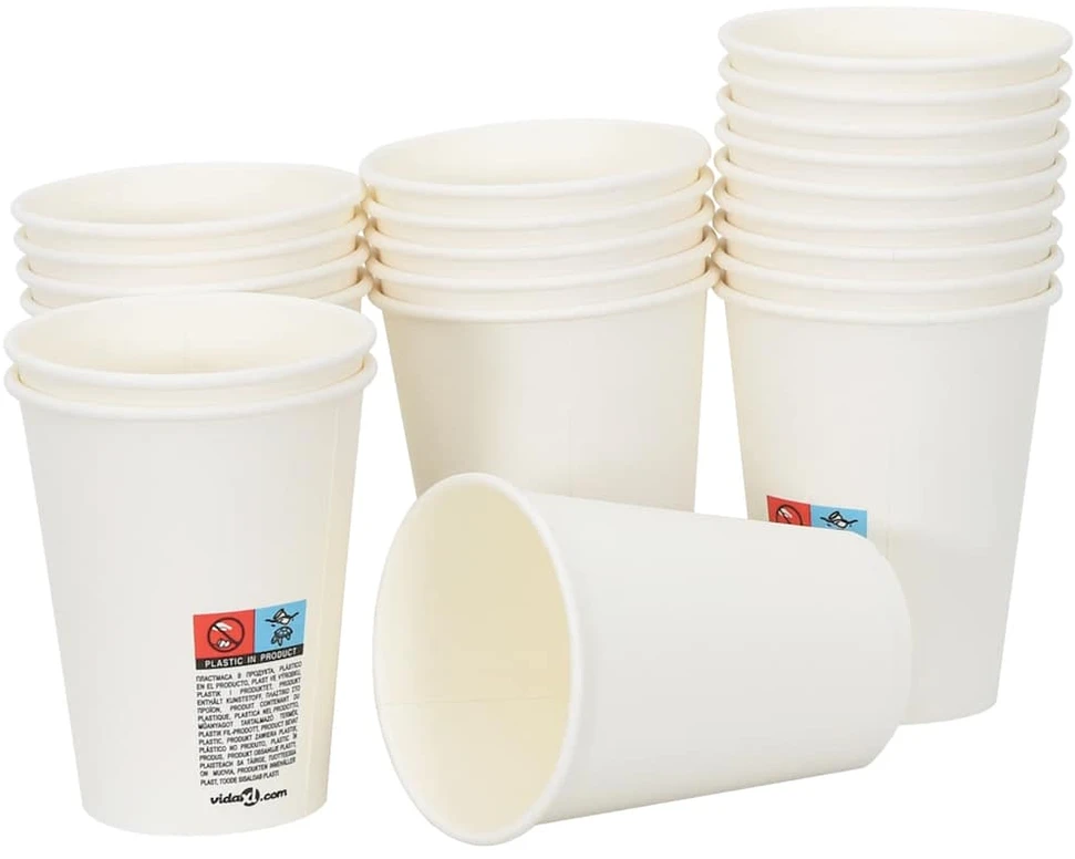 Popieriniai kavos puodeliai, 1000 vnt., 12 uncijų, 300 ml, balti