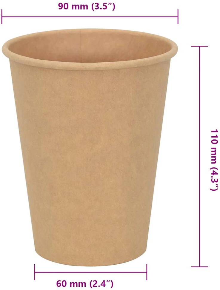Popieriniai kavos puodeliai, 1000 vnt., 12 uncijų, 300 ml, rudi