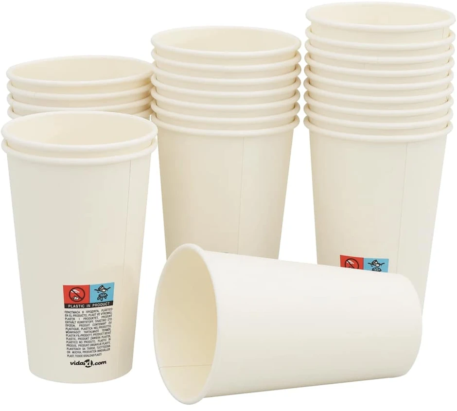 Popieriniai kavos puodeliai, 1000vnt., 16oz, 400ml, baltas