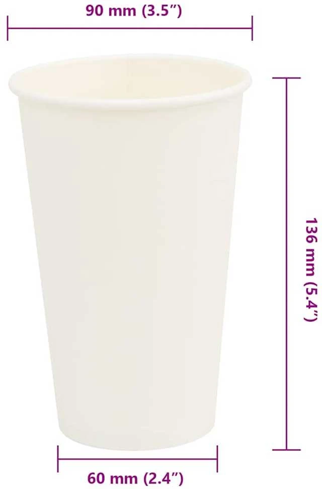 Popieriniai kavos puodeliai, 1000vnt., 16oz, 400ml, baltas