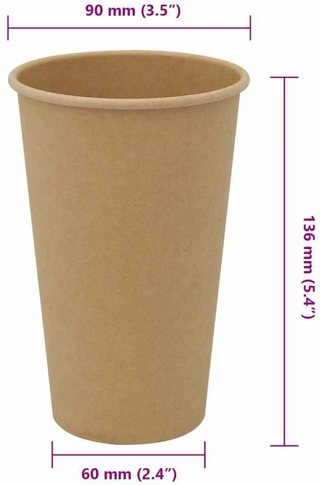 Popieriniai kavos puodeliai, 1000vnt., 16oz, 400ml, ruda