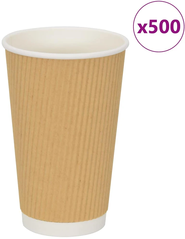 Popieriniai kavos puodeliai, 500vnt., 16oz, 400ml, ruda