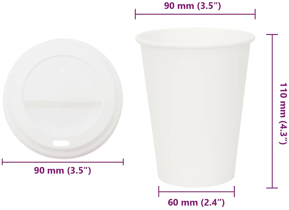 popieriniai kavos puodeliai su dangteliais 1000 vnt 12oz 300ml