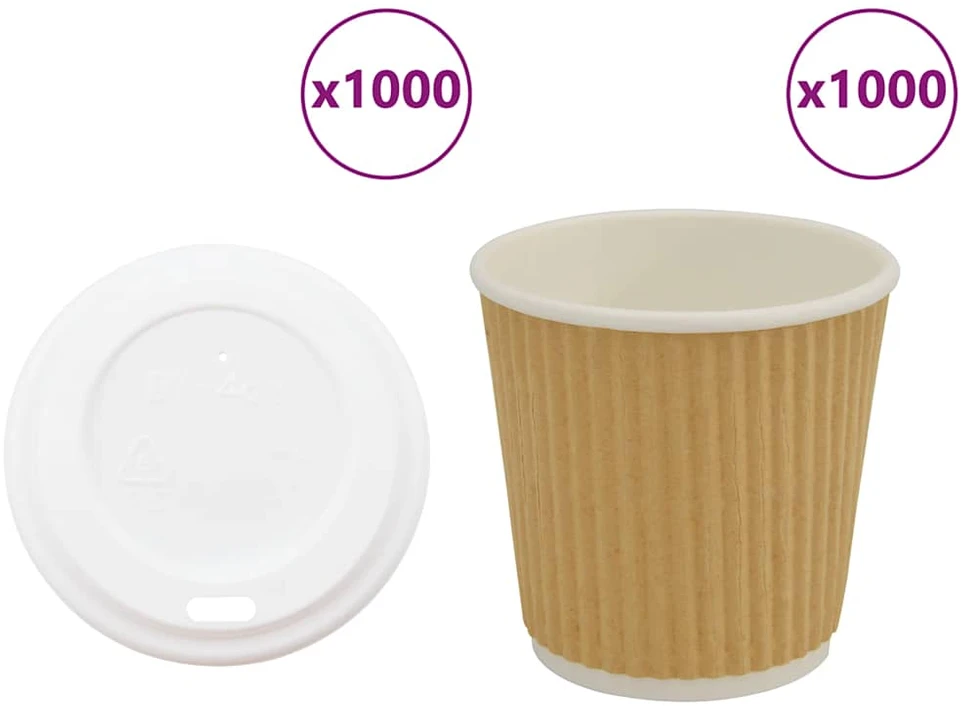 popieriniai kavos puodeliai su dangteliais 1000 vnt 4oz 100ml
