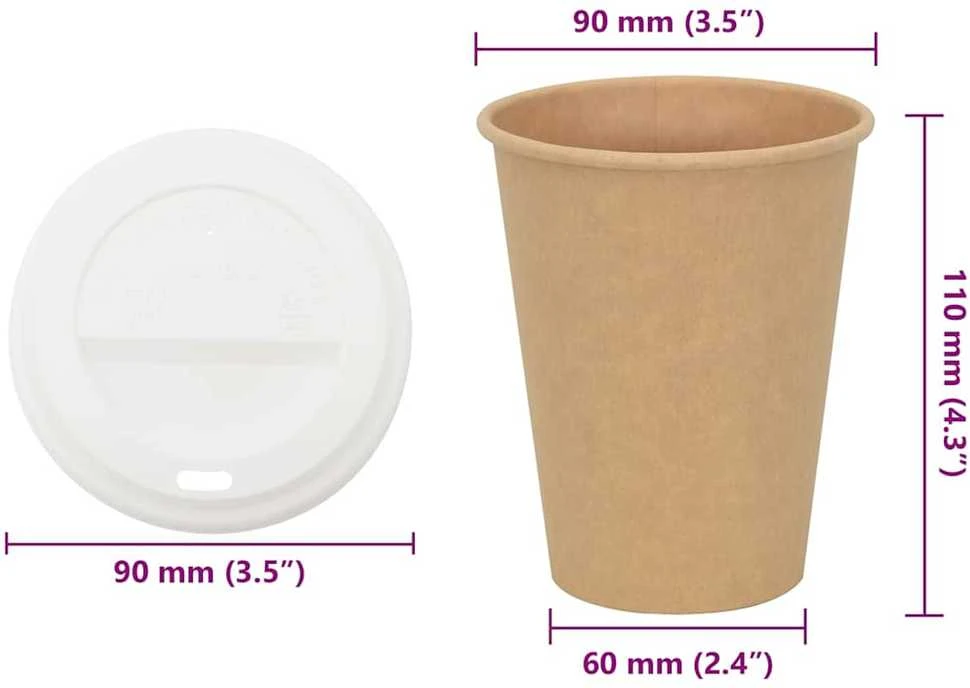 popieriniai kavos puodeliai su dangteliais 1000 vnt 12oz 300ml