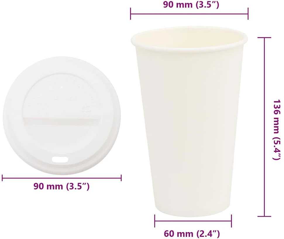 popieriniai kavos puodeliai su dangteliais 1000 vnt 16oz 400 ml