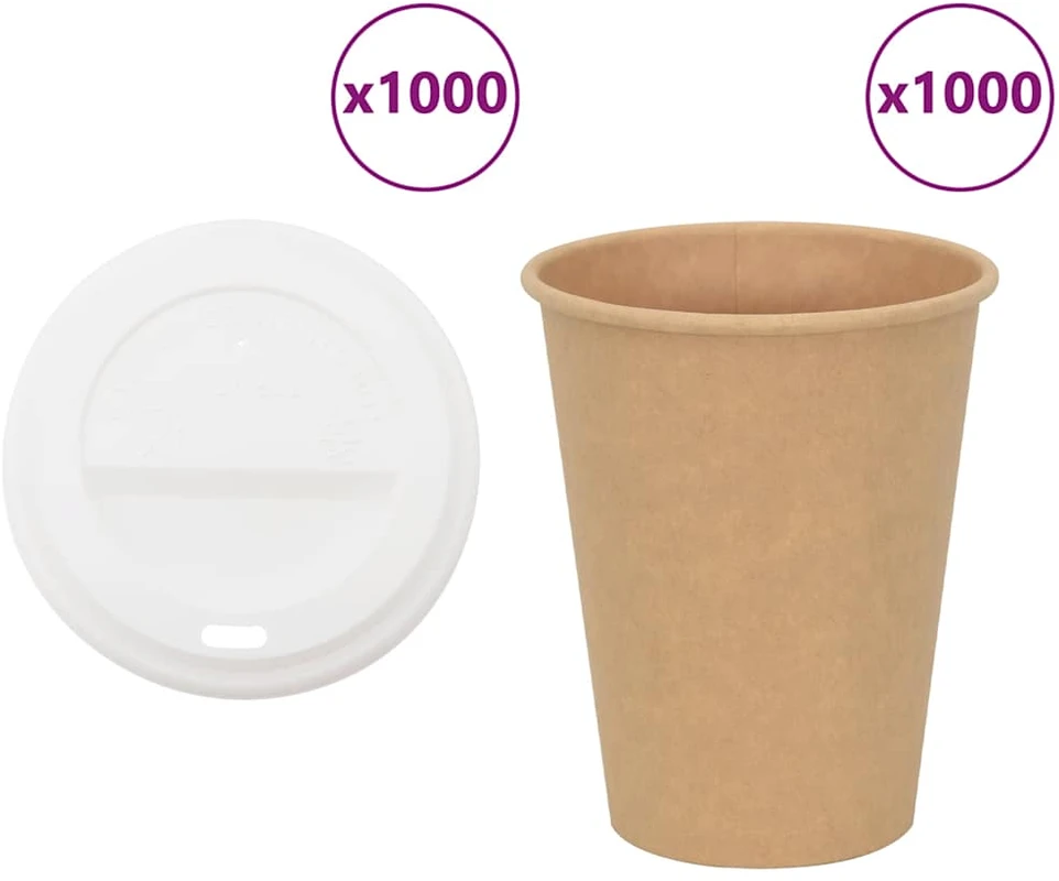 popieriniai kavos puodeliai su dangteliais 1000 vnt 12oz 300ml
