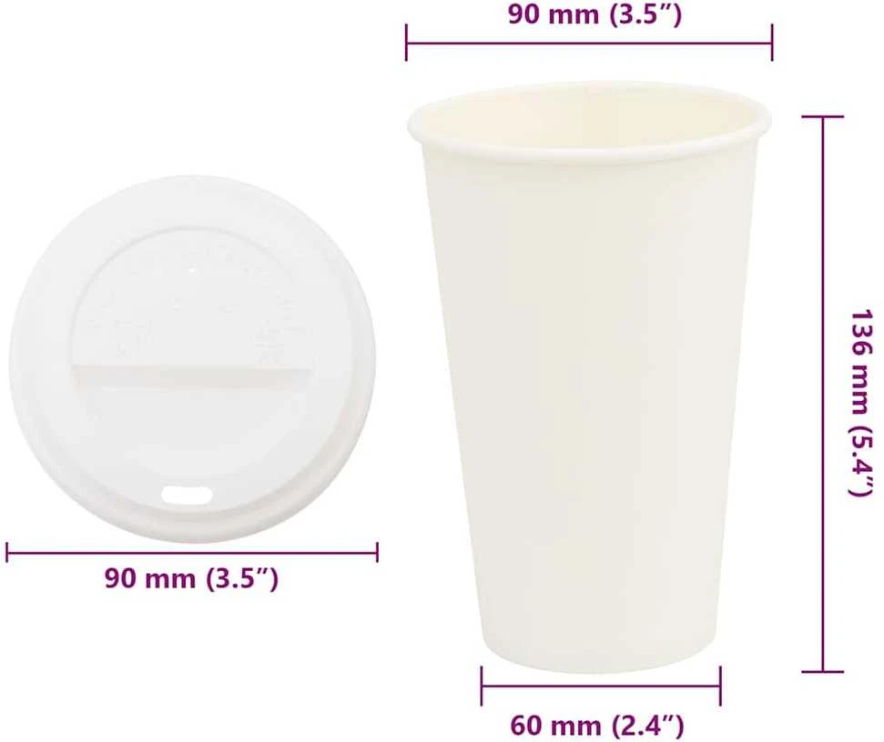 popieriniai kavos puodeliai su dangteliais 1000 vnt 16oz 400 ml