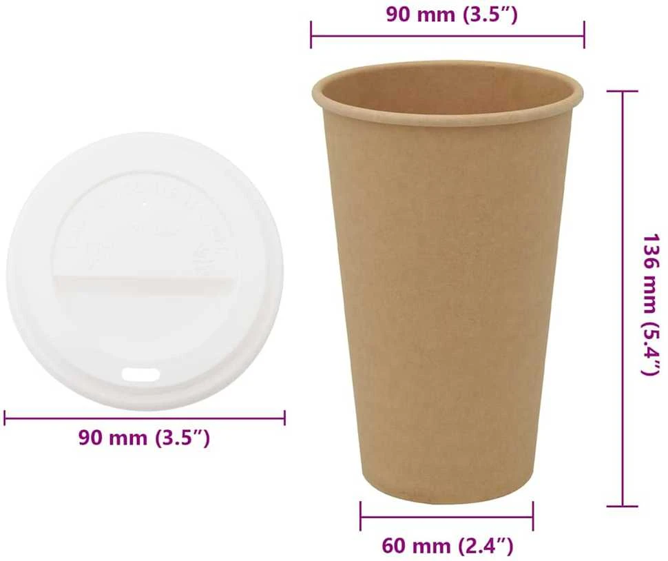 popieriniai kavos puodeliai su dangteliais 1000 vnt 16oz 400 ml