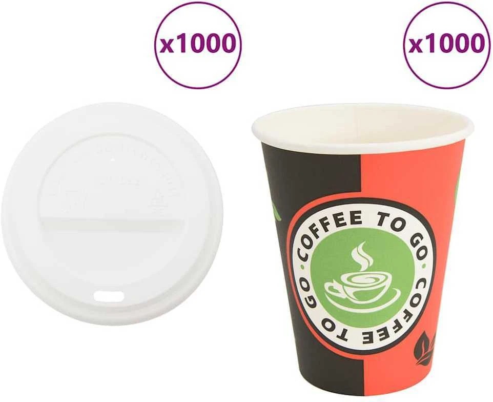 popieriniai kavos puodeliai su dangteliais 1000 vnt 4oz 100ml